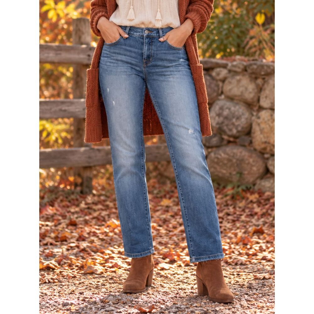 LOFT Boyfriend Jeans Womens 4 Distressed Relaxed Medium Wash Denim Casual